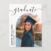 Aankondiging van Elegant Script Modern Afstuderen Briefkaart (Voorkant)
