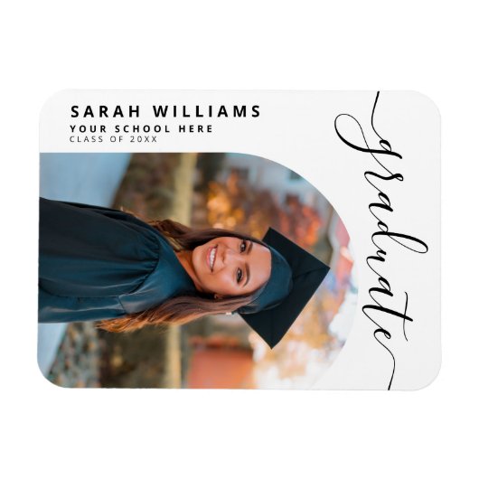 Aankondiging van Elegant Script Modern Afstuderen Magneet (Horizontaal)