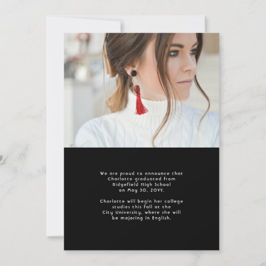 Aankondiging van Elegant Script Multi Photo Afstud (Achterkant)