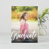Aankondiging van Elegant Script Photo Afstuderen (Staand voorkant)