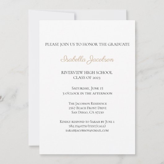 Aankondiging van Elegant Script Photo Afstuderen (Achterkant)