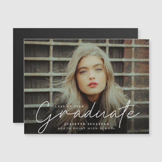 Aankondiging van Elegant Script Photo Afstuderen (Voorkant / Achterkant)