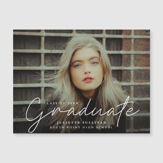 Aankondiging van Elegant Script Photo Afstuderen (Voorkant)
