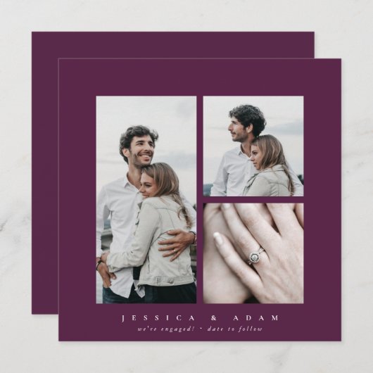 Aankondiging van Elegant Square Multi Photo Verlov (Voorkant / Achterkant)