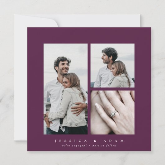 Aankondiging van Elegant Square Multi Photo Verlov (Voorkant)