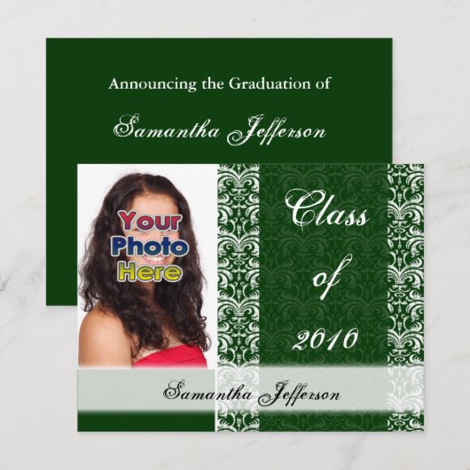 Aankondiging van elk jaar~ groen Fancy Afstuderen (Voorkant / Achterkant)