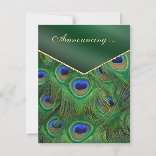 Aankondiging van Emerald Green Peacock Wedding (Voorkant)