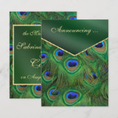 Aankondiging van Emerald Green Peacock Wedding (Voorkant / Achterkant)