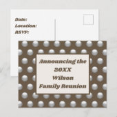 Aankondiging van familiereünie Brown Silver Polka  Briefkaart (Voorkant / Achterkant)