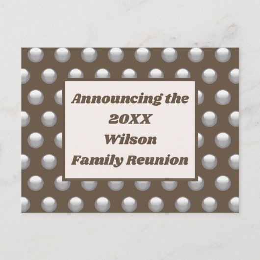 Aankondiging van familiereünie Brown Silver Polka  Briefkaart (Voorkant)