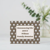 Aankondiging van familiereünie Brown Silver Polka  Briefkaart (Staand voorkant)