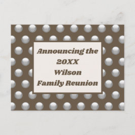 Aankondiging van familiereünie Brown Silver Polka  Briefkaart
