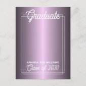 Aankondiging van Faux Glossy Violet Paars Afstuder Briefkaart (Voorkant)