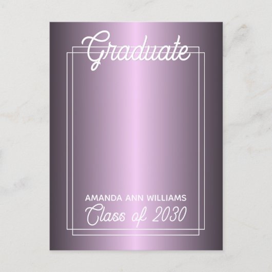 Aankondiging van Faux Glossy Violet Paars Afstuder Briefkaart (Voorkant)