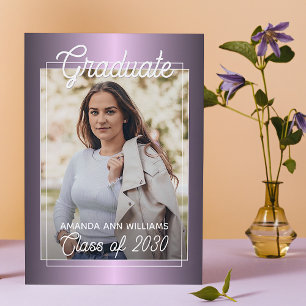 Aankondiging van Faux Glossy Violet Paars Afstuder Briefkaart
