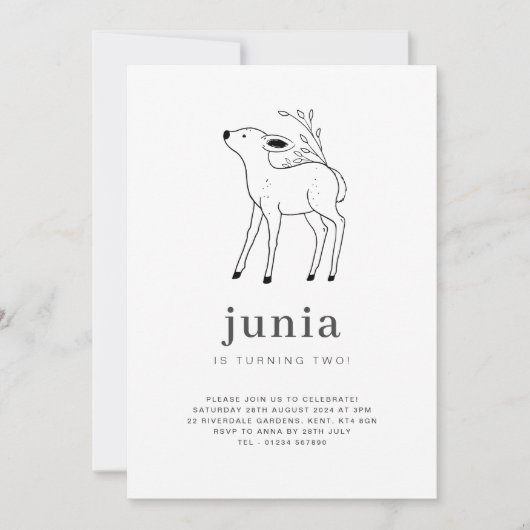 Aankondiging van 'Fawn Line Drawing Birthday' (Voorkant)