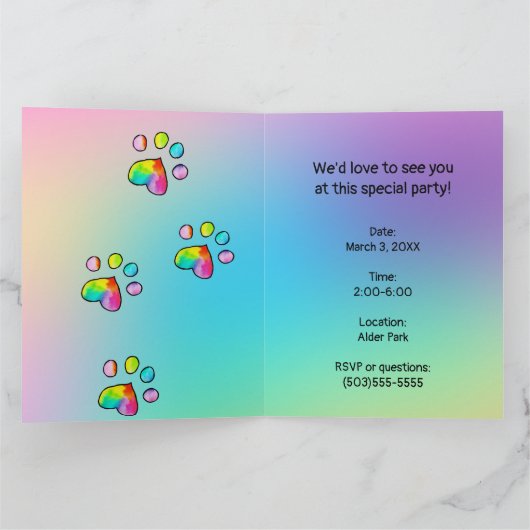 Aankondiging van feestdag door regenboogpaw (Binnen)