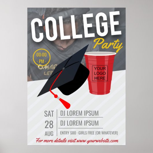 Aankondiging van feestje op de universiteit met lo poster (Voorkant)