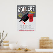 Aankondiging van feestje op de universiteit met lo poster (Keuken)