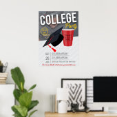 Aankondiging van feestje op de universiteit met lo poster (Thuiskantoor)