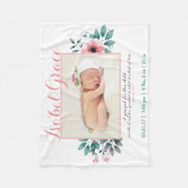 Aankondiging van Floral Birth met Bijbelse Verse Fleece Deken