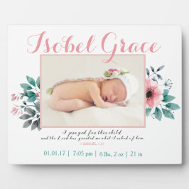 Aankondiging van Floral Birth met Bijbelse Verse Fotoplaat