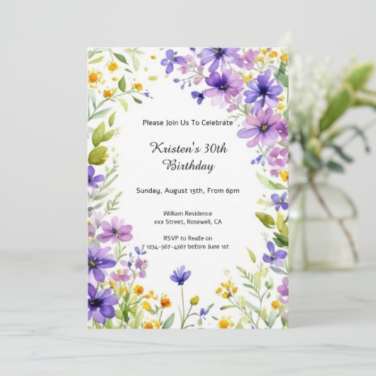 Aankondiging van Floral Birthday (Staand voorkant)