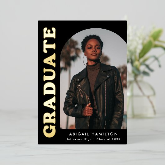 Aankondiging van folie -offsetfoto Afstuderen (Staand Voorkant)