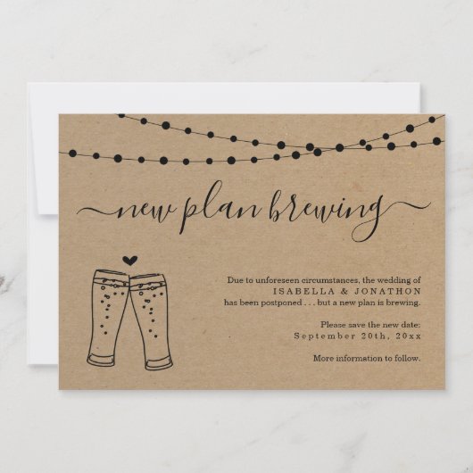 Aankondiging van Funny Beer Wedding-uitstel (Voorkant)