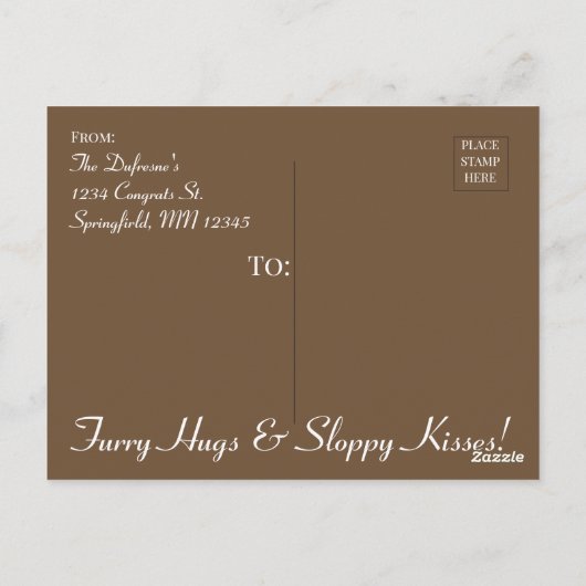 Aankondiging van Fur Baby "New Pet" Briefkaart (Achterkant)