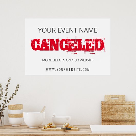 Aankondiging van gebeurtenisrode annulering poster (Keuken)