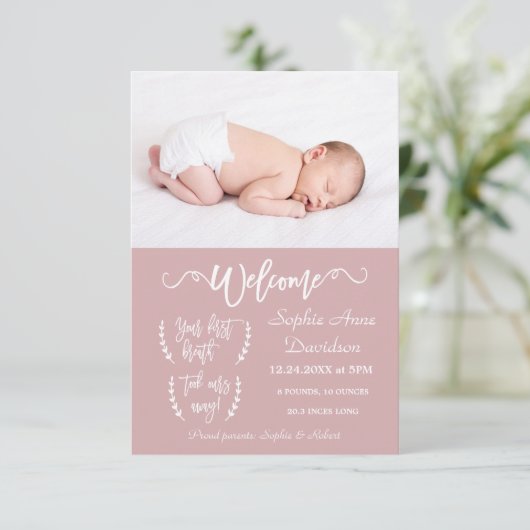 Aankondiging van geboorte baby baby baby baby baby (Staand voorkant)