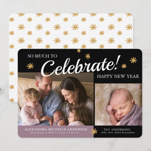 Aankondiging van geboorte baby Girl-foto van nieuw (Voorkant / Achterkant)