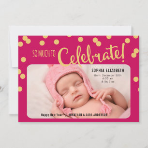 Aankondiging van geboorte baby Girl in nieuwjaars