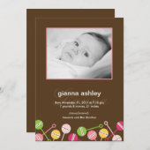 Aankondiging van geboorte baby-meisje met moderne (Voorkant / Achterkant)