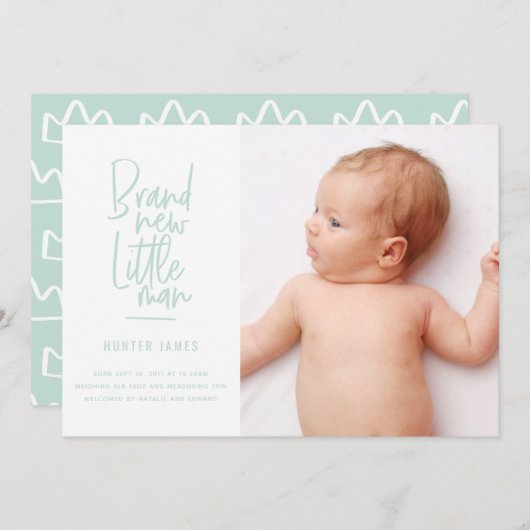 Aankondiging van geboorte baby's met een moderne h (Voorkant / Achterkant)