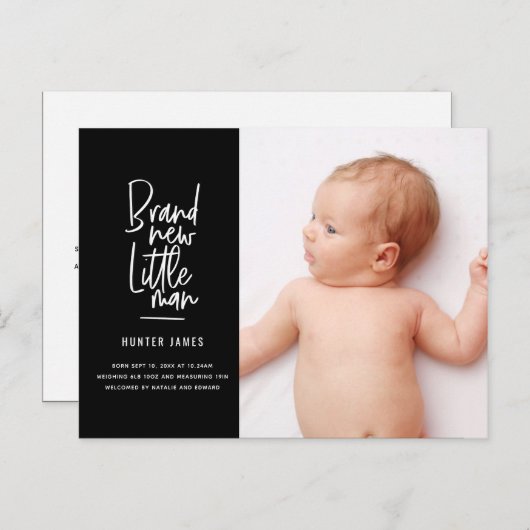 Aankondiging van geboorte baby's met een moderne h (Voorkant / Achterkant)