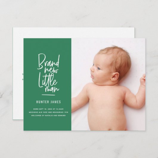 Aankondiging van geboorte baby's met een moderne h (Voorkant / Achterkant)