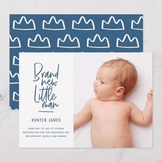 Aankondiging van geboorte baby's met een moderne h (Voorkant / Achterkant)