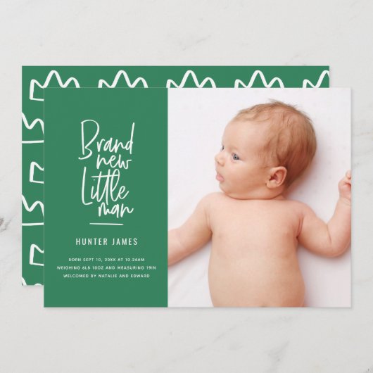 Aankondiging van geboorte baby's met een moderne h (Voorkant / Achterkant)