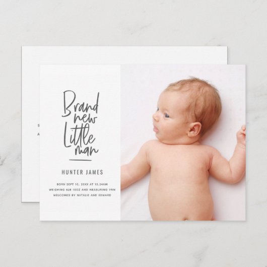 Aankondiging van geboorte baby's met een moderne h (Voorkant / Achterkant)