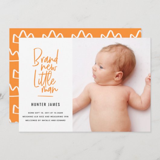 Aankondiging van geboorte baby's met een moderne h (Voorkant / Achterkant)