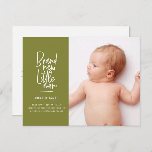 Aankondiging van geboorte baby's met een moderne h (Voorkant / Achterkant)