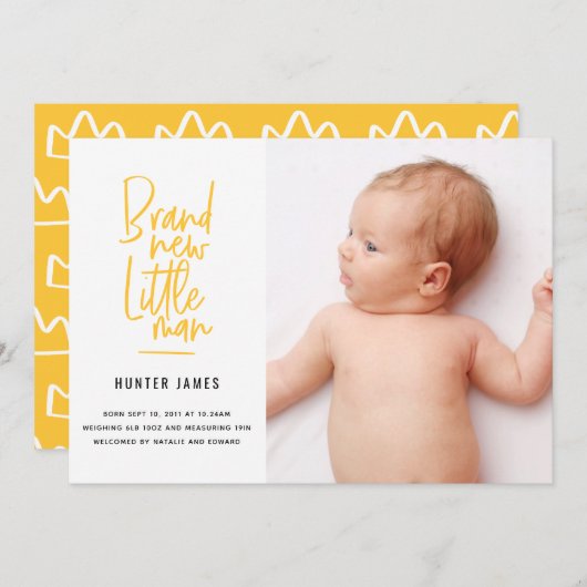 Aankondiging van geboorte baby's met een moderne h (Voorkant / Achterkant)