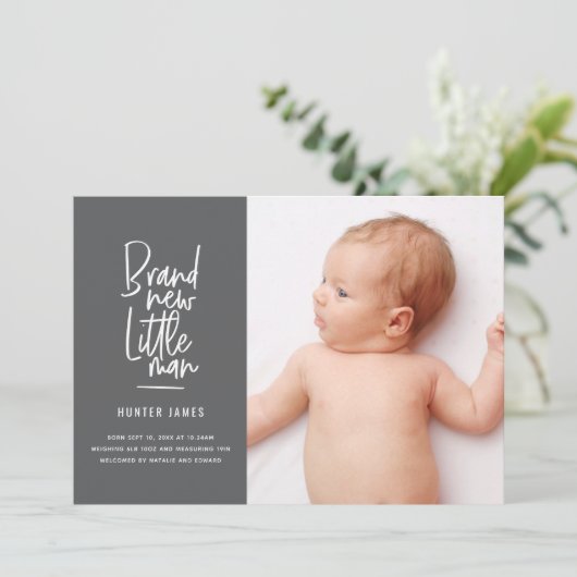 Aankondiging van geboorte baby's met een moderne h (Staand voorkant)