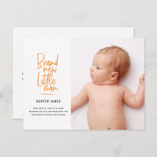 Aankondiging van geboorte baby's met een moderne h (Voorkant / Achterkant)