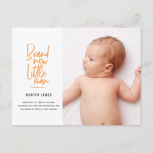 Aankondiging van geboorte baby's met een moderne h (Voorkant)