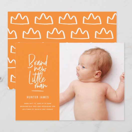 Aankondiging van geboorte baby's met een moderne h (Voorkant / Achterkant)