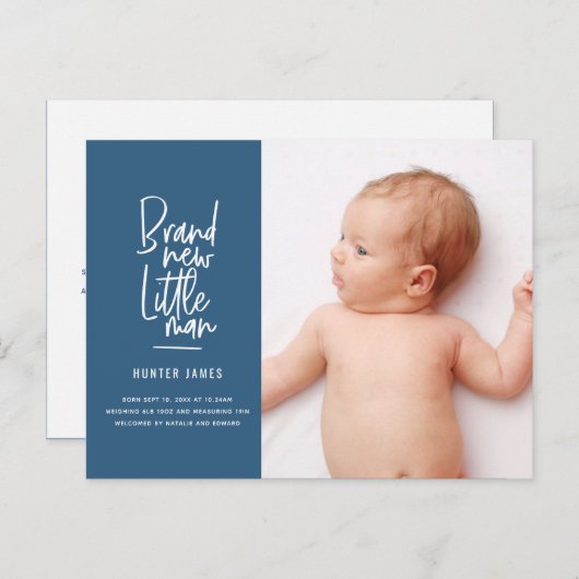 Aankondiging van geboorte baby's met een moderne h (Voorkant / Achterkant)