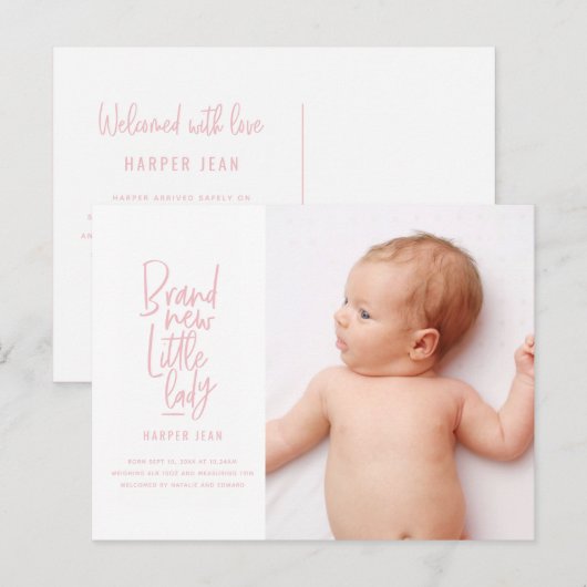 Aankondiging van geboorte door een meisje met een  (Voorkant / Achterkant)